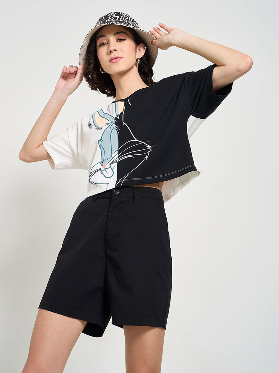 Honey by Pantaloons Print Extended Sleeves Cotton Crop Top