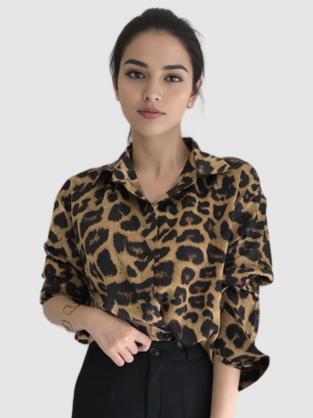 Outzidr Women Leopard Print Shirt