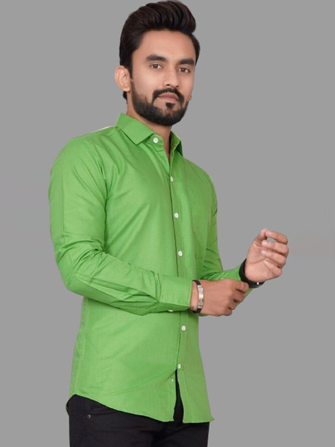 GLOBAL NOMAD Men Semi Sheer Formal Shirt