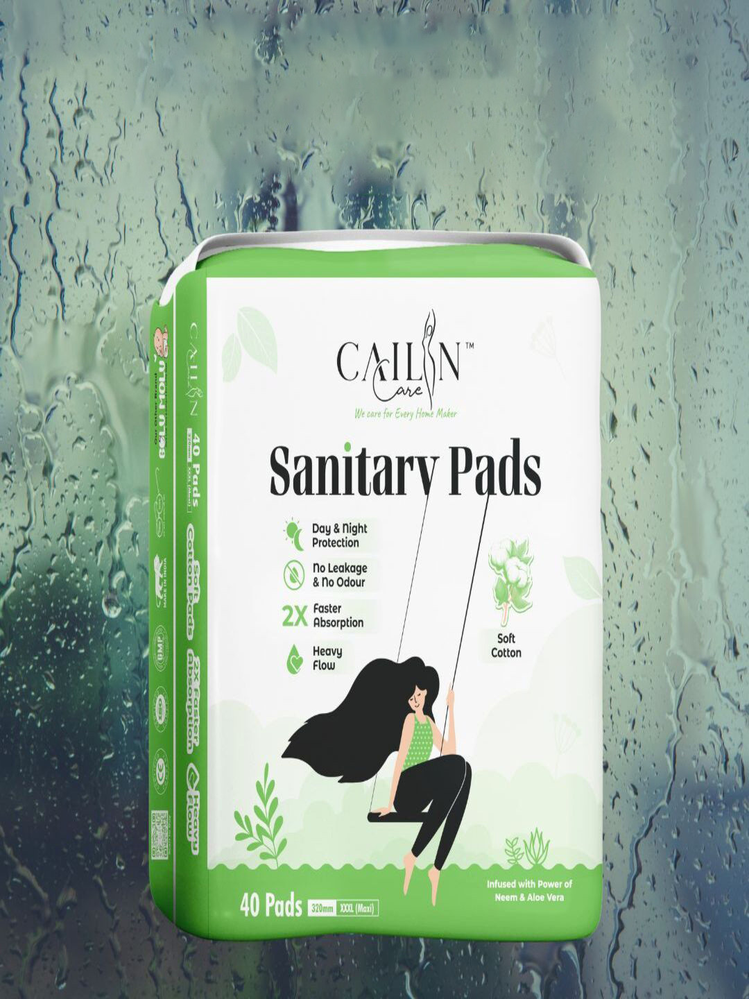 Cailin Care Soft Cotton Heavy Flow Super Absorbent Sanitary Pads - XXXL - 40 Pads
