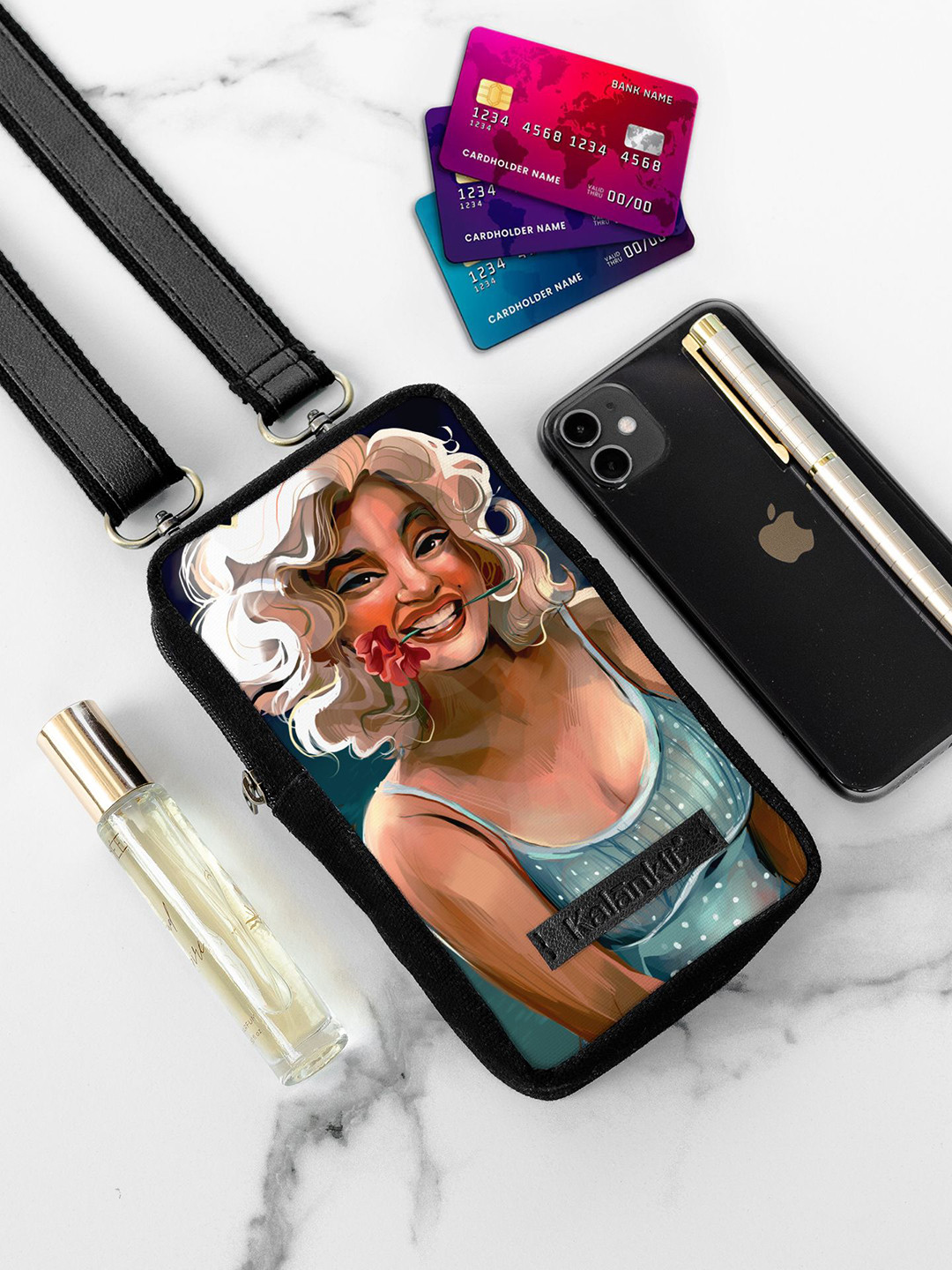 Kalankit Abstract Printed Mobile Sling Pouch