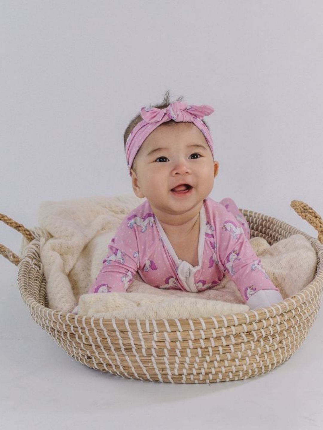 THE PLUSH CLUB Infants Unicorn Wonderland Printed Round Neck Rompers