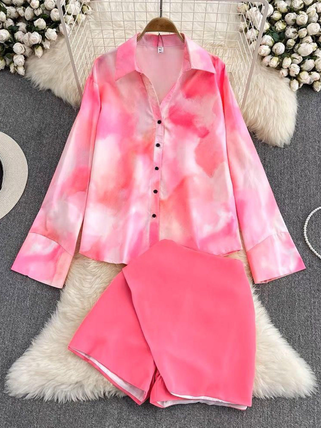 Miss Mosa By Akanksha  Printed Shirt Collar Shirt With Shorts Nalani Luxe Co-Ords