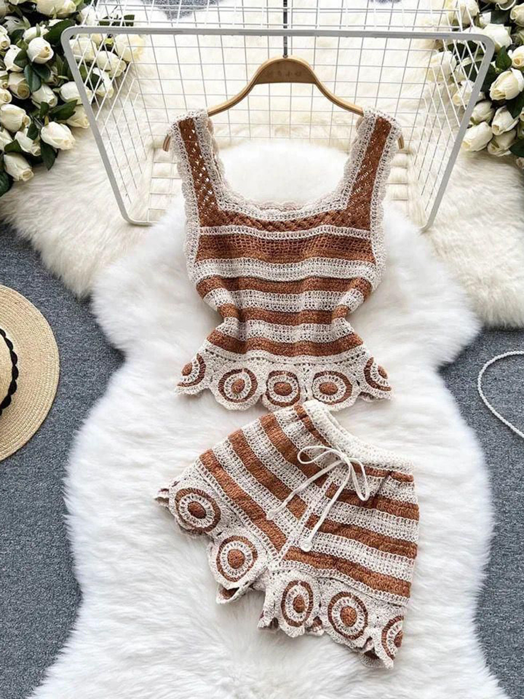 Miss Mosa By Akanksha  Striped Square Neck Top With Shorts Calliope Co-Ords