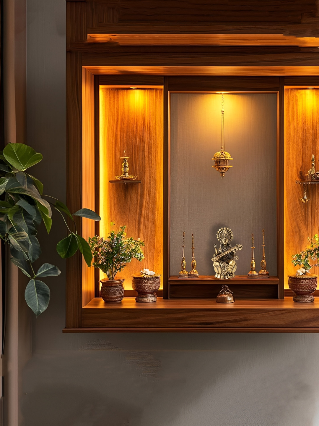 The Spiritual Living Saraswati Maa Murti Gold Brass Metallic Prayer Room Small Showpiece - 2.5 Inches