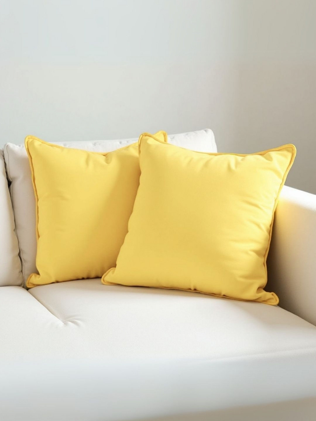 Aurave Gold Cotton Durable 2 Piece Square Cushion Covers -12x12In