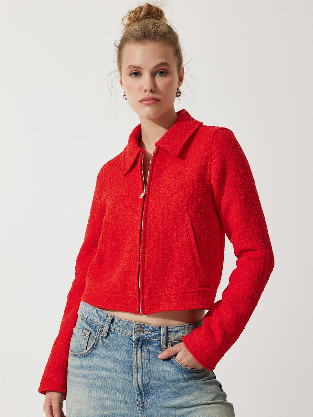 Happiness istanbul Spread Collar Tailored Jacket With Patchwork