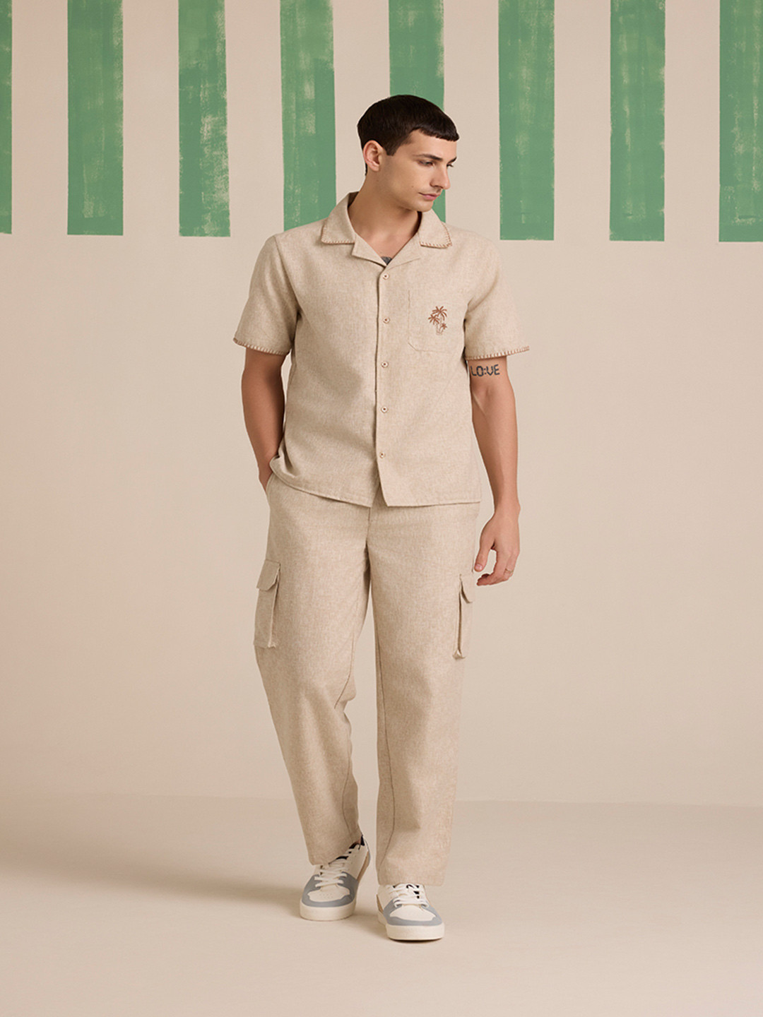 Muvazo Printed Linen Shirt & Trouser Co-Ord Set