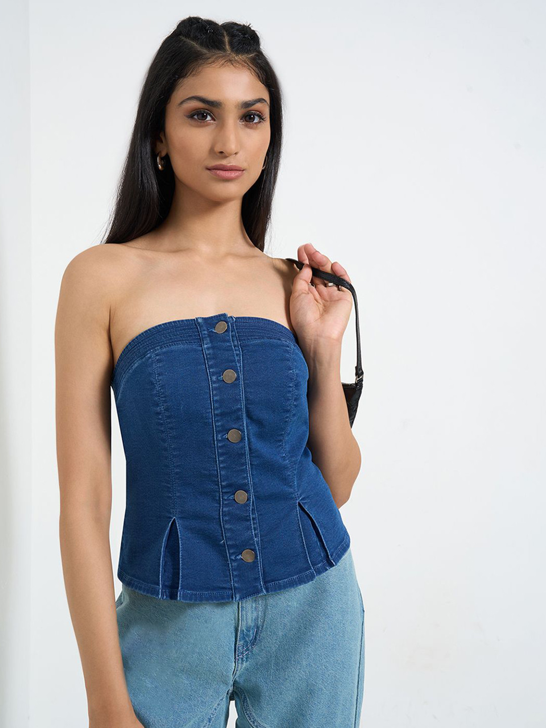 SF JEANS by Pantaloons Off-Shoulder Cotton Tube Top