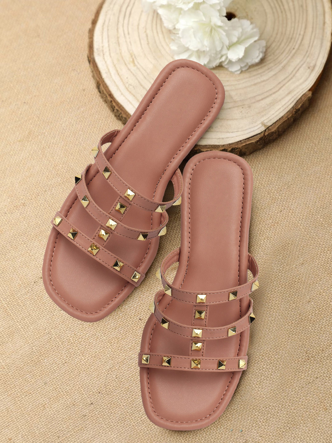 LA FASHUB Women Embellished Open Toe Flats