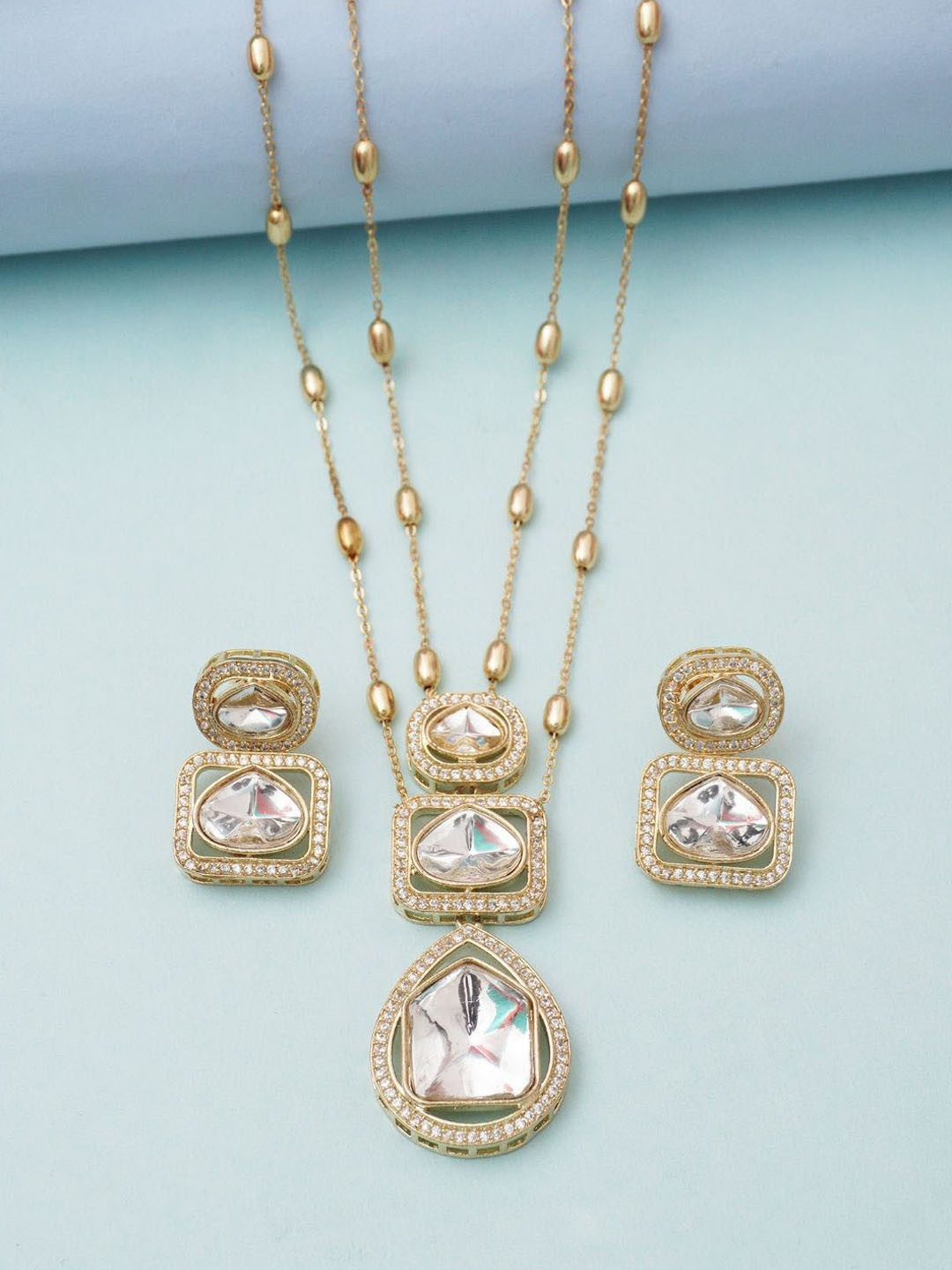 Niscka 24K Gold-Plated Kundan Studded Jewellery Set