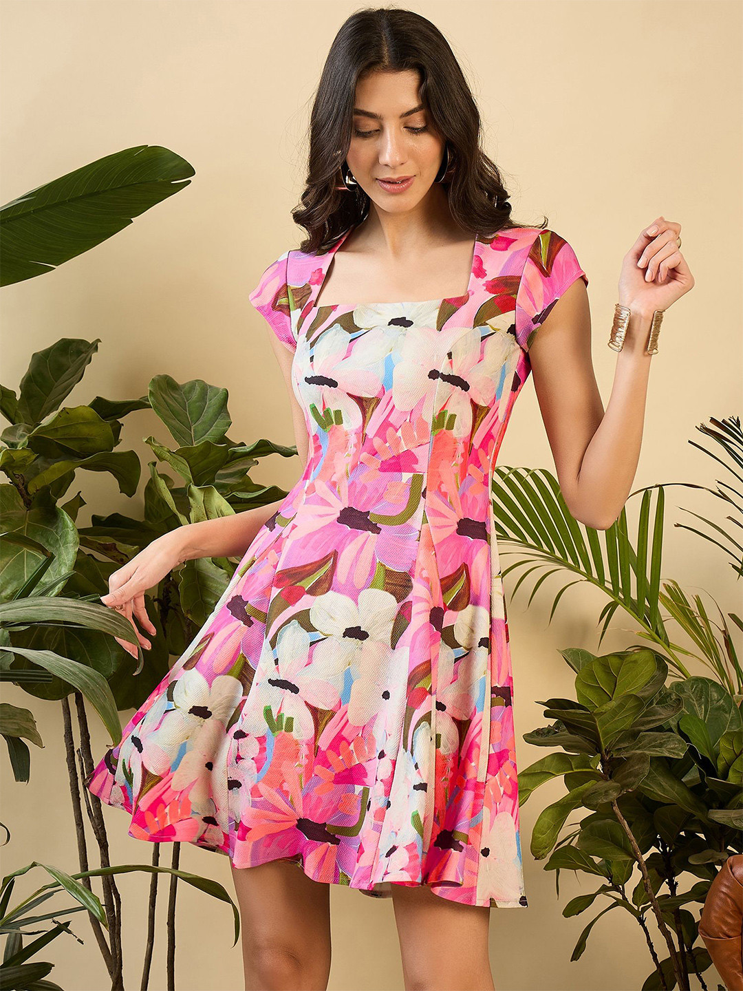 MABISH by Sonal Jain Women Short Flare Skater Dress With Cut-Out Back