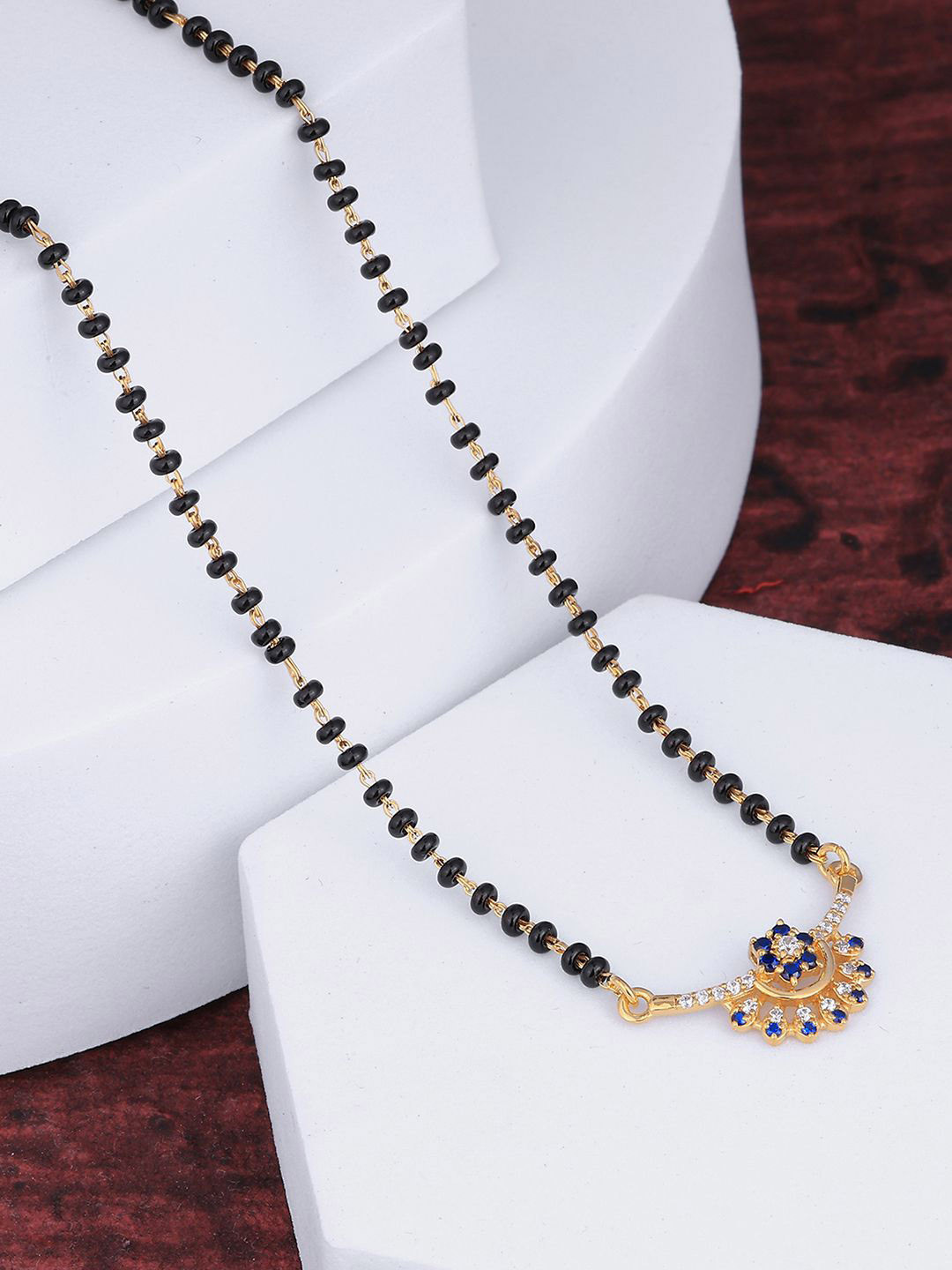 MAIRA 944 Sterling Silver Gold-Plated Crystals & Zircon Studded Mangalsutra