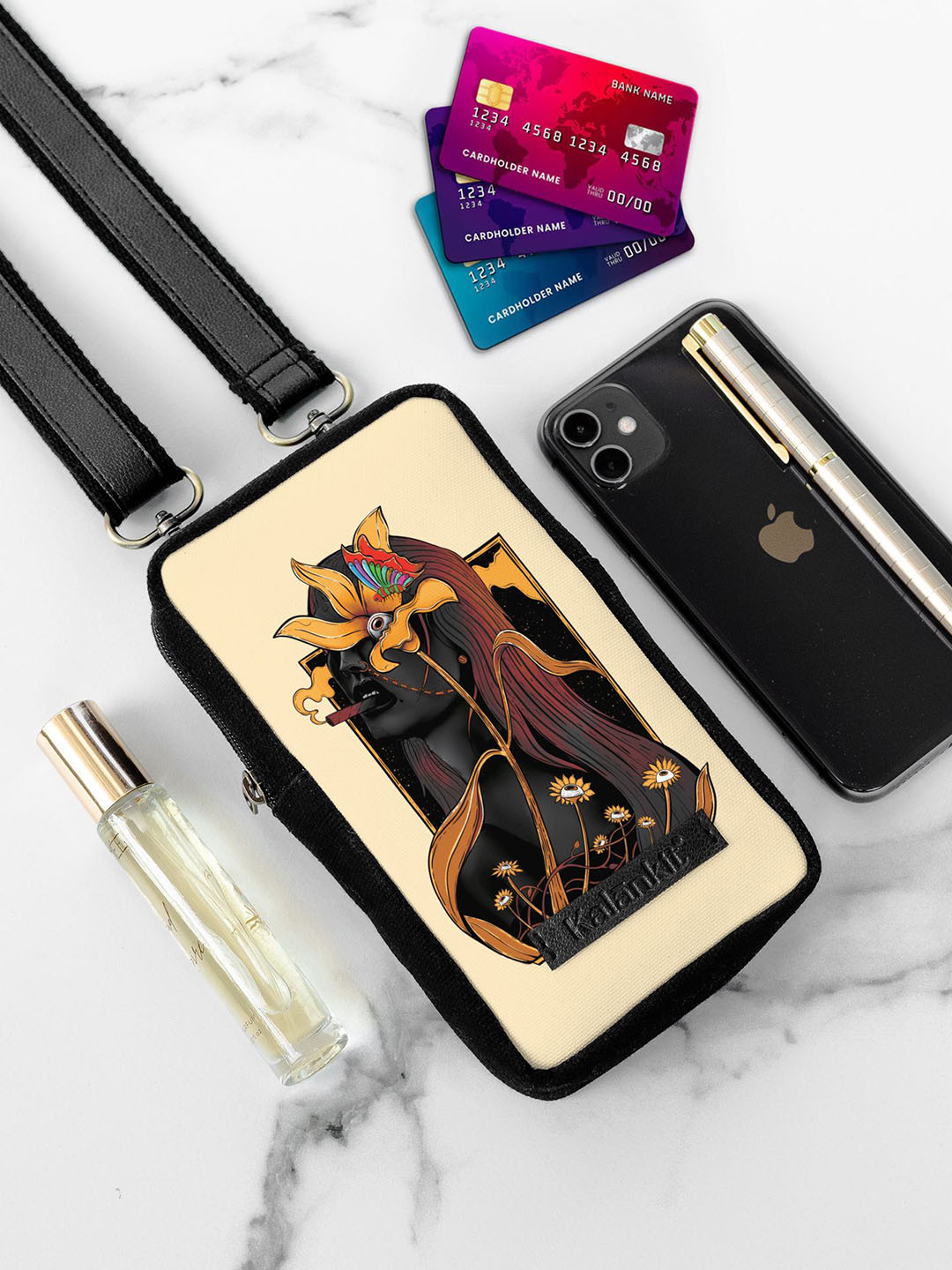 Kalankit Sunflowers & Cigars Printed Mobile Sling Pouch