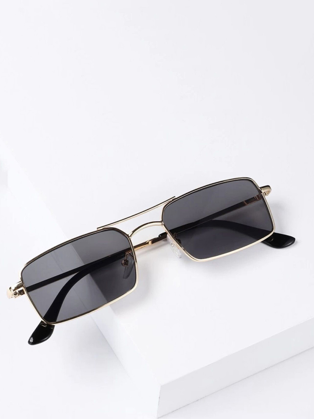 FUNGLASSES Unisex Rectangle Sunglasses with UV Protected Lens karan aujhla gold blk