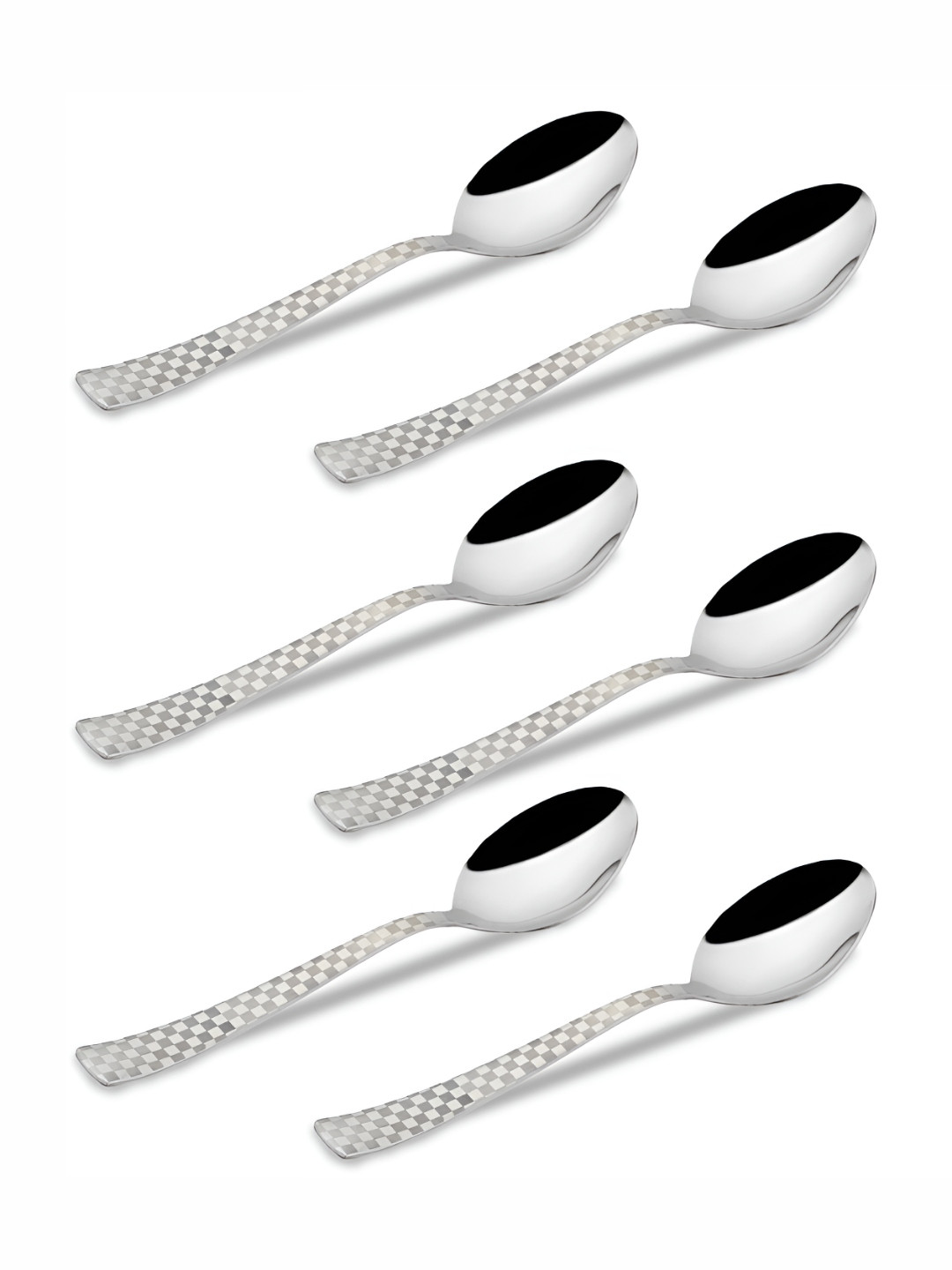 Parage 6 Pieces Silver-Toned Stainless Steel Chess Laser Table Spoon