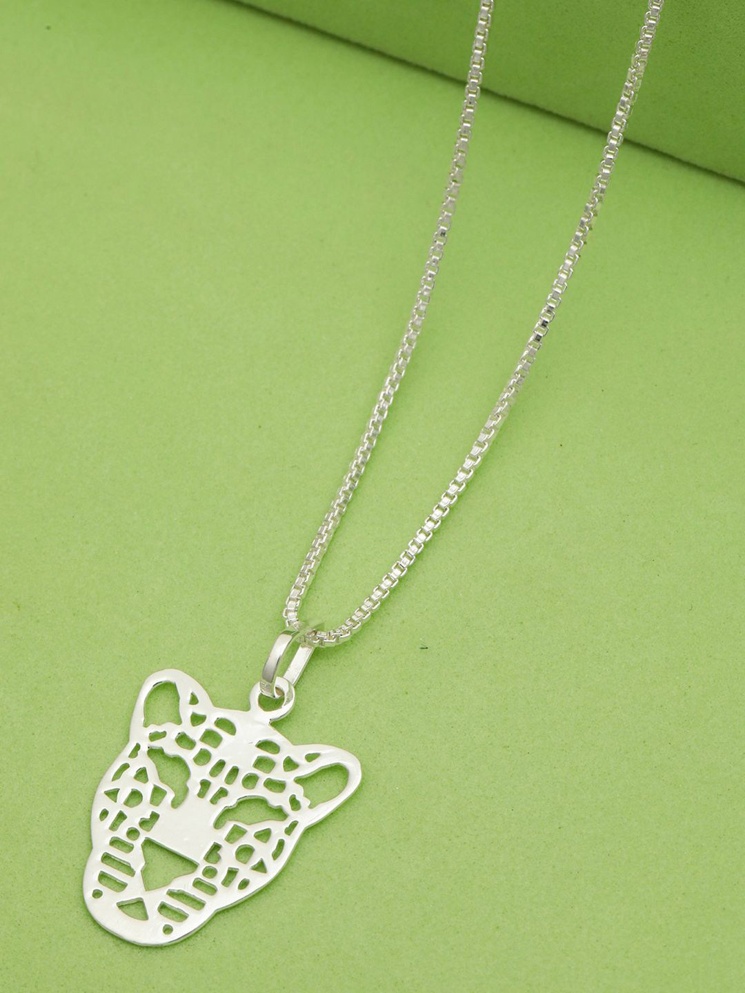 MAIRA 925 Sterling Silver Rhodium-Plated Animal Shaped Pendant With Chain