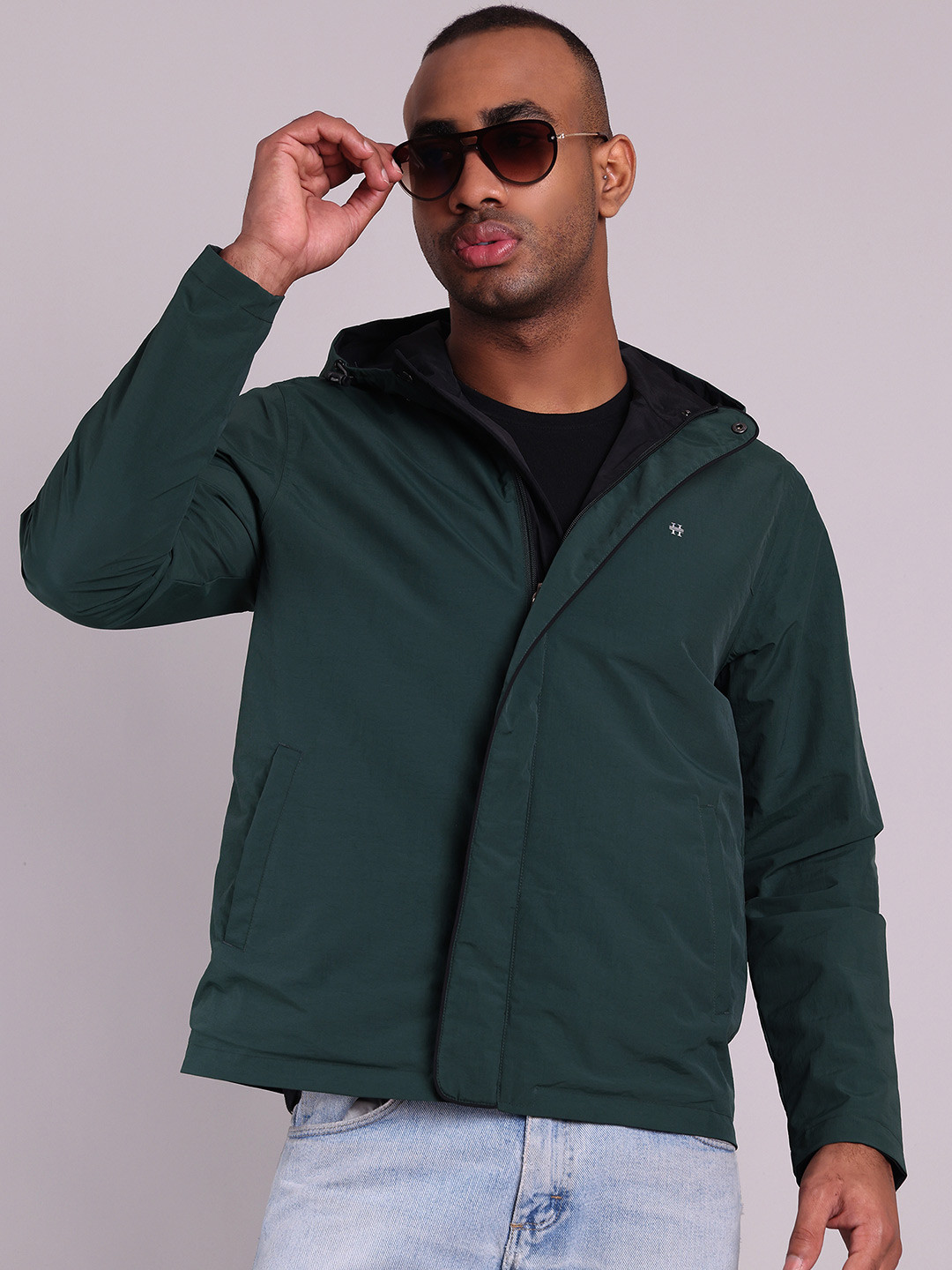 HOUSE OF VEDAS Men Reversible Outdoor Sporty Jacket with Embroidered