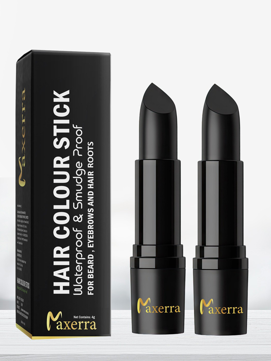Maxerra Set Of 2 Hair Colour Stick For Beard, Eyebrows & Hair Roots - 4 g Each - Black