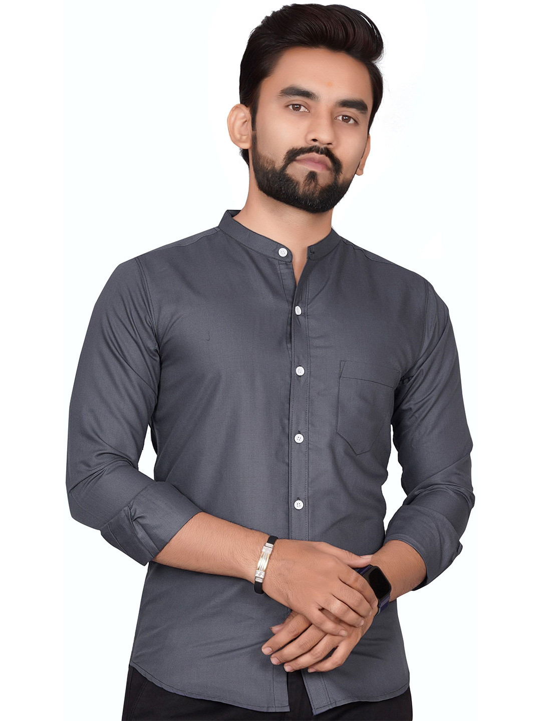 GLOBAL NOMAD Men Semi Sheer Formal Shirt