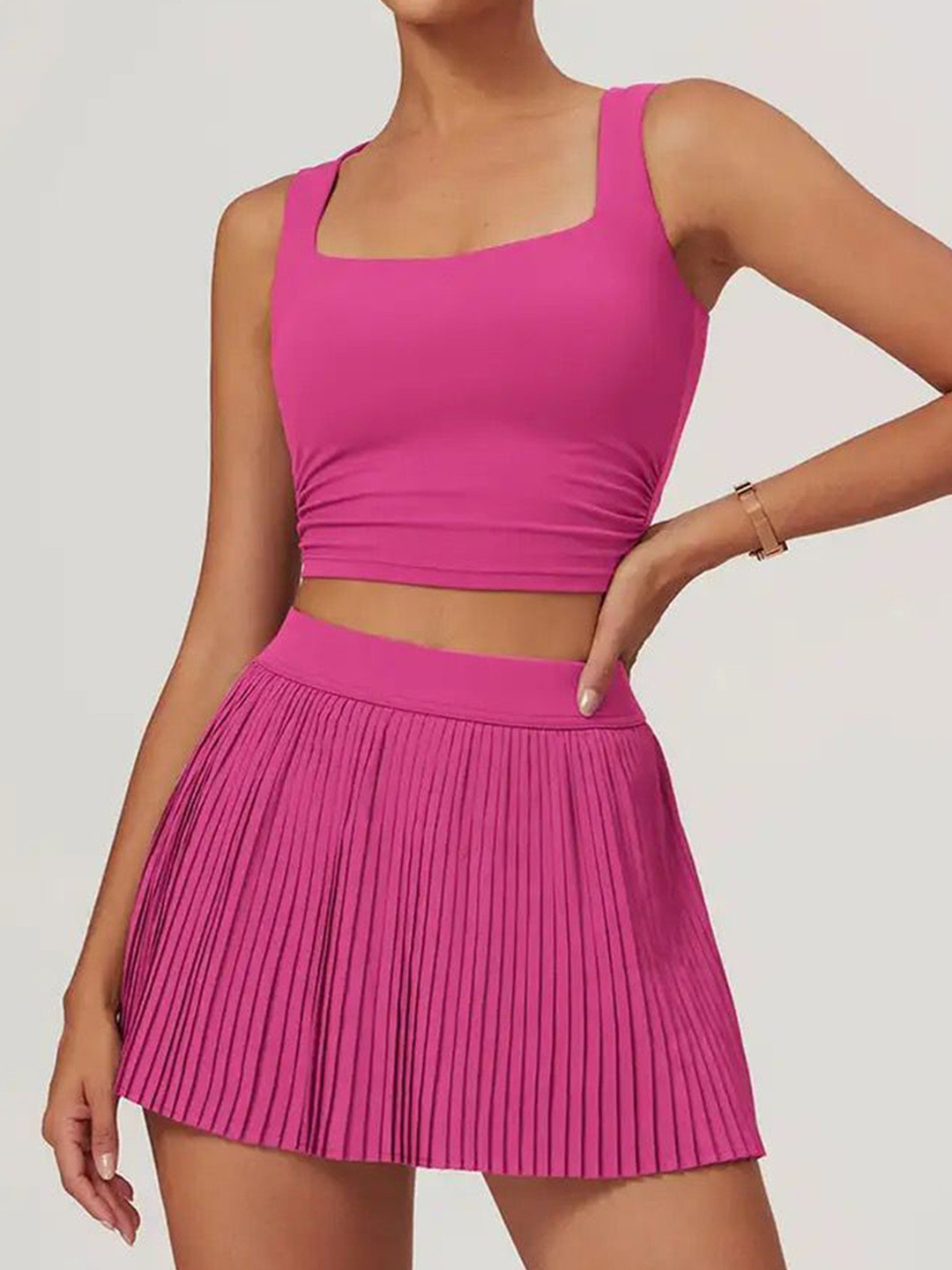 Miss Mosa By Akanksha  Freesia Square Neck Top With Skirt Premium Activewear Co-Ords