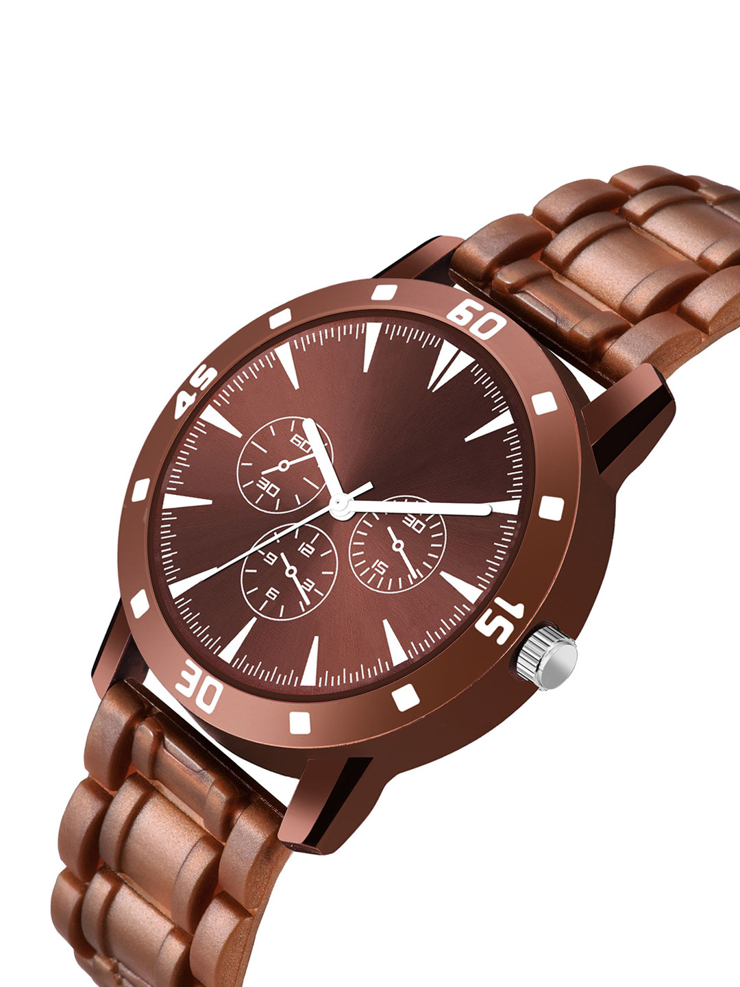 HDFCREATION Men Dial & Bracelet Style Straps Analogue Watch Brown-1001