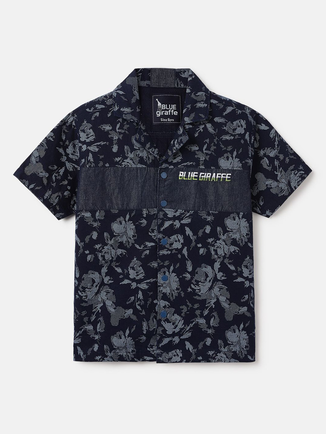 Blue Giraffe Boys Resort Collar Floral Regular Fit Shirt