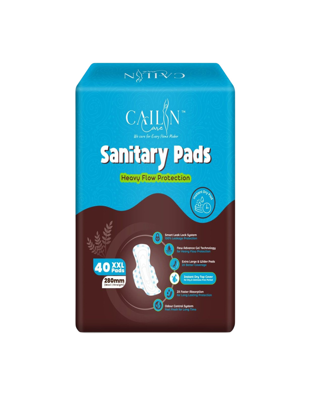 Cailin Care Heavy Flow Protection Soft Cotton Sanitary Pads - XXL - 40 Pads