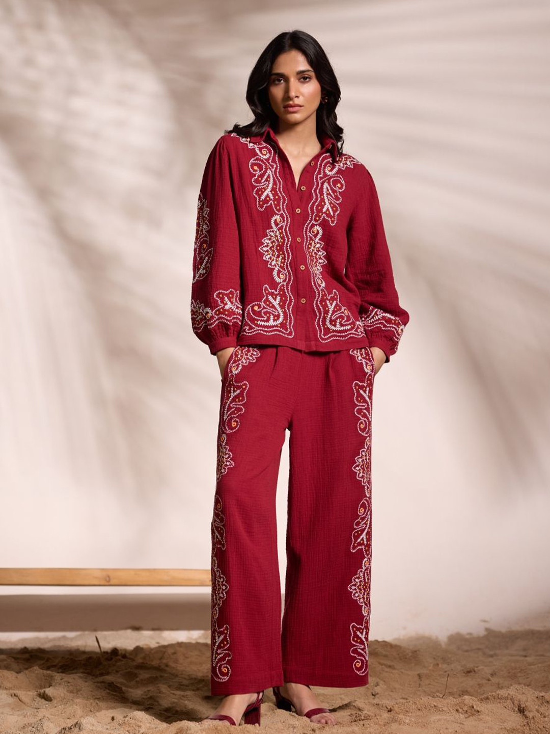 Style Island Embellished Embroidered Bohemian Cotton Net Top