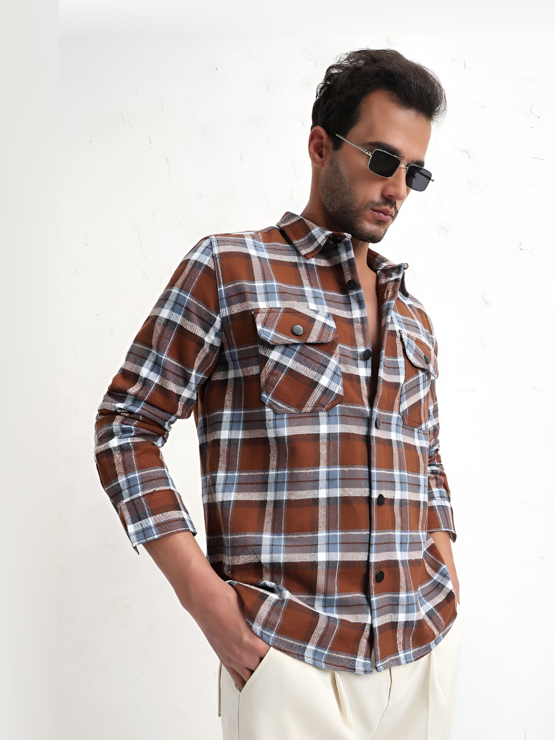 SHOWOFF Checked Slim Fit Shacket