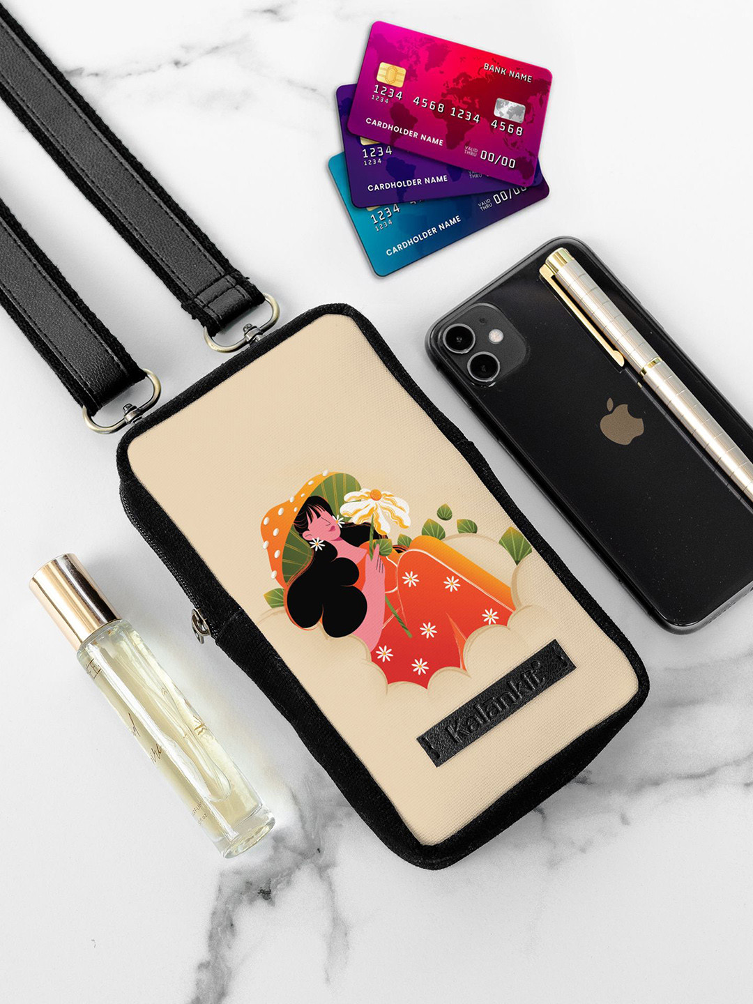 Kalankit Wildflower Girl Printed Mobile Sling Pouch