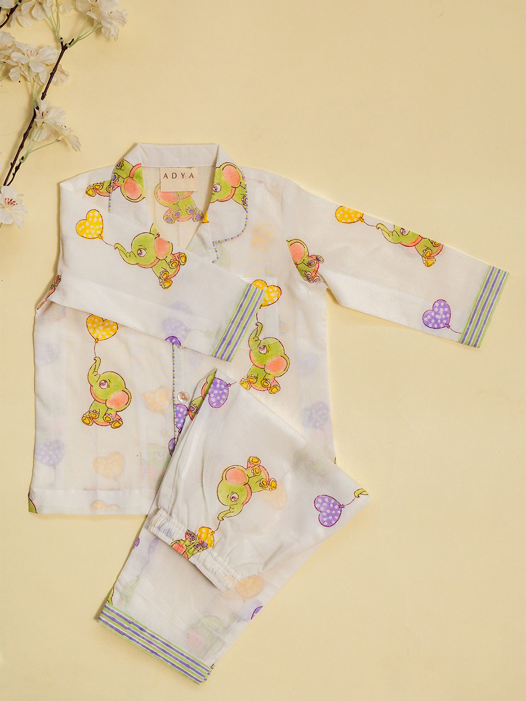 ADYA Kids Graphic Printed Shirt & Pyjamas Night suit