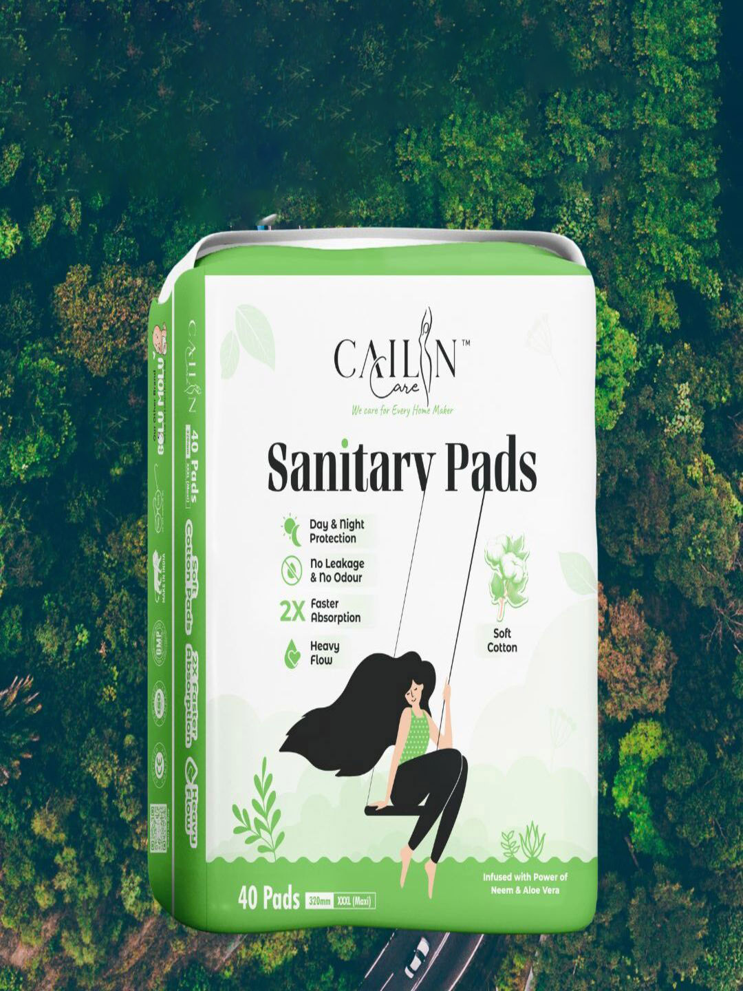 Cailin Care Soft Cotton Extra Large Leakproof Sanitary Pads - XXXL - 40 Pads