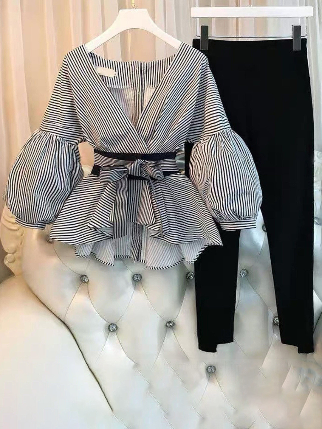 Miss Mosa By Akanksha  Luxury Bubble Sleeves Tunic With Pants Co-Ords