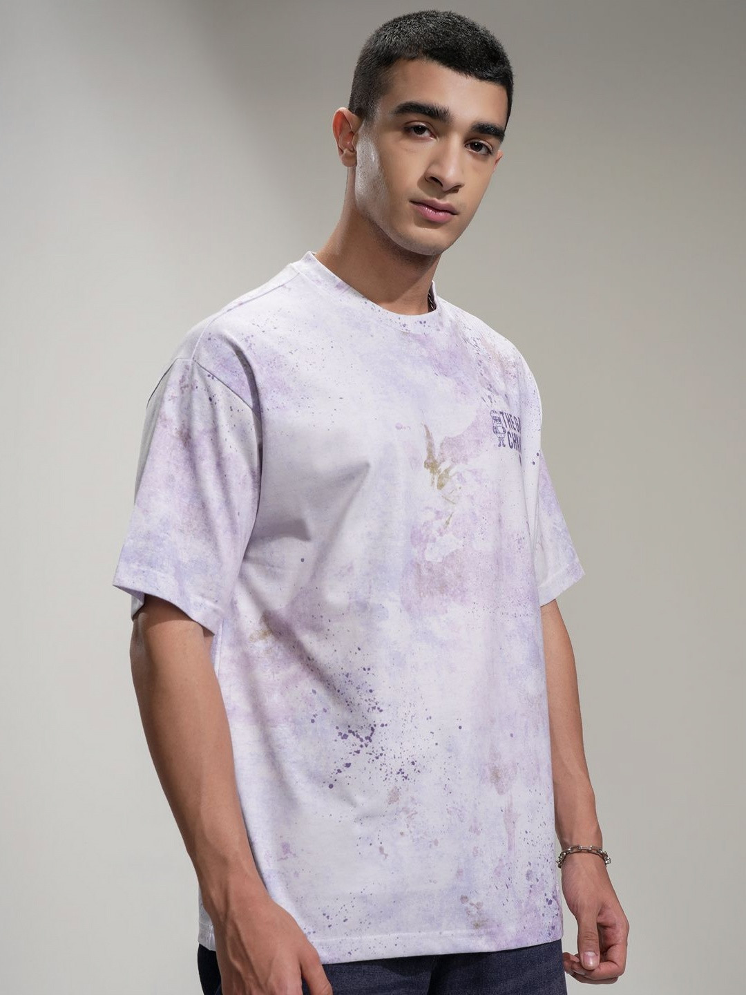 HIGHLANDER Men Printed Drop-Shoulder Sleeves Oversized T-shirt