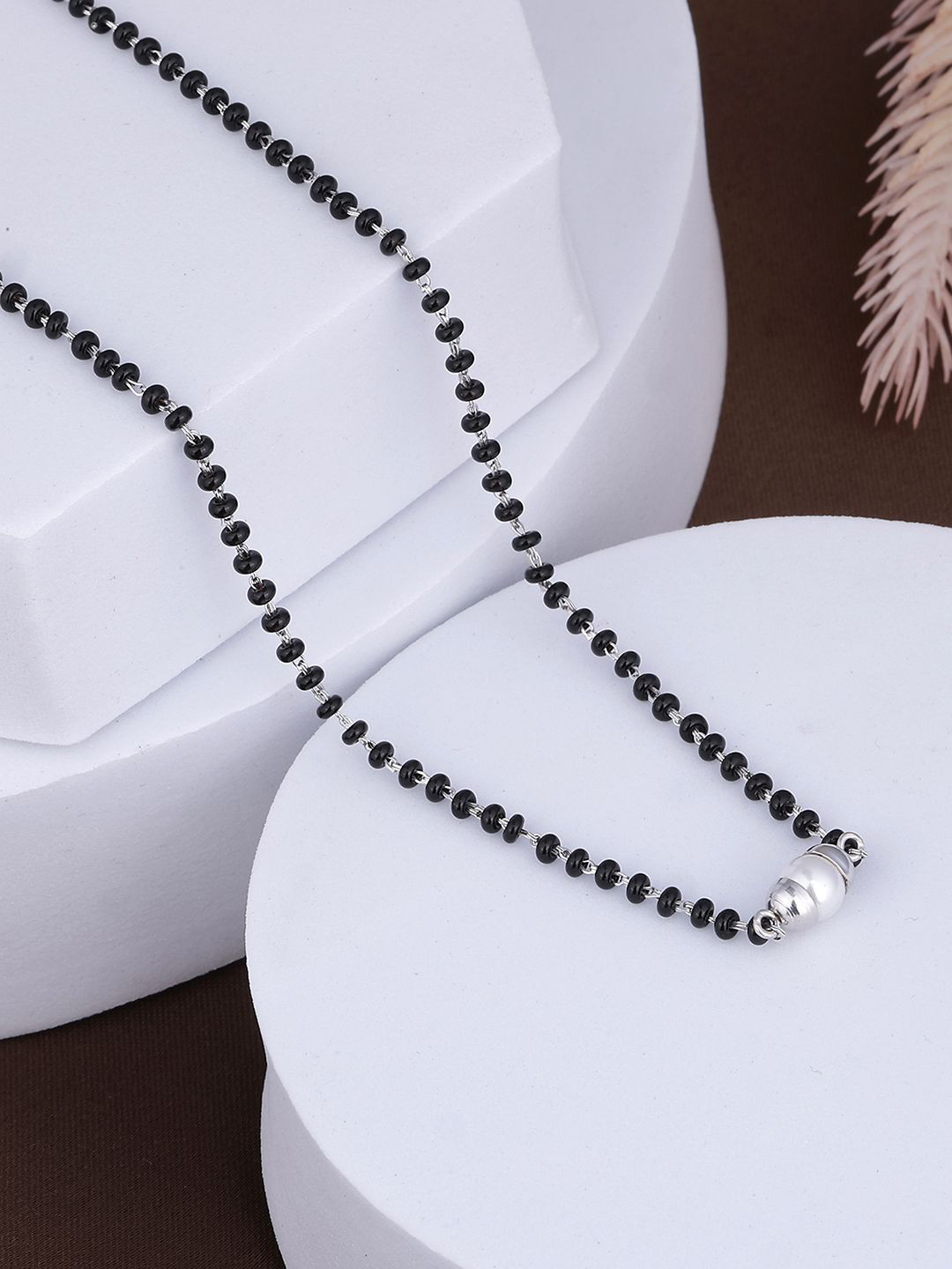 MAIRA 926 Sterling Silver Rhodium-Plated Crystals & Zircon Studded Mangalsutra