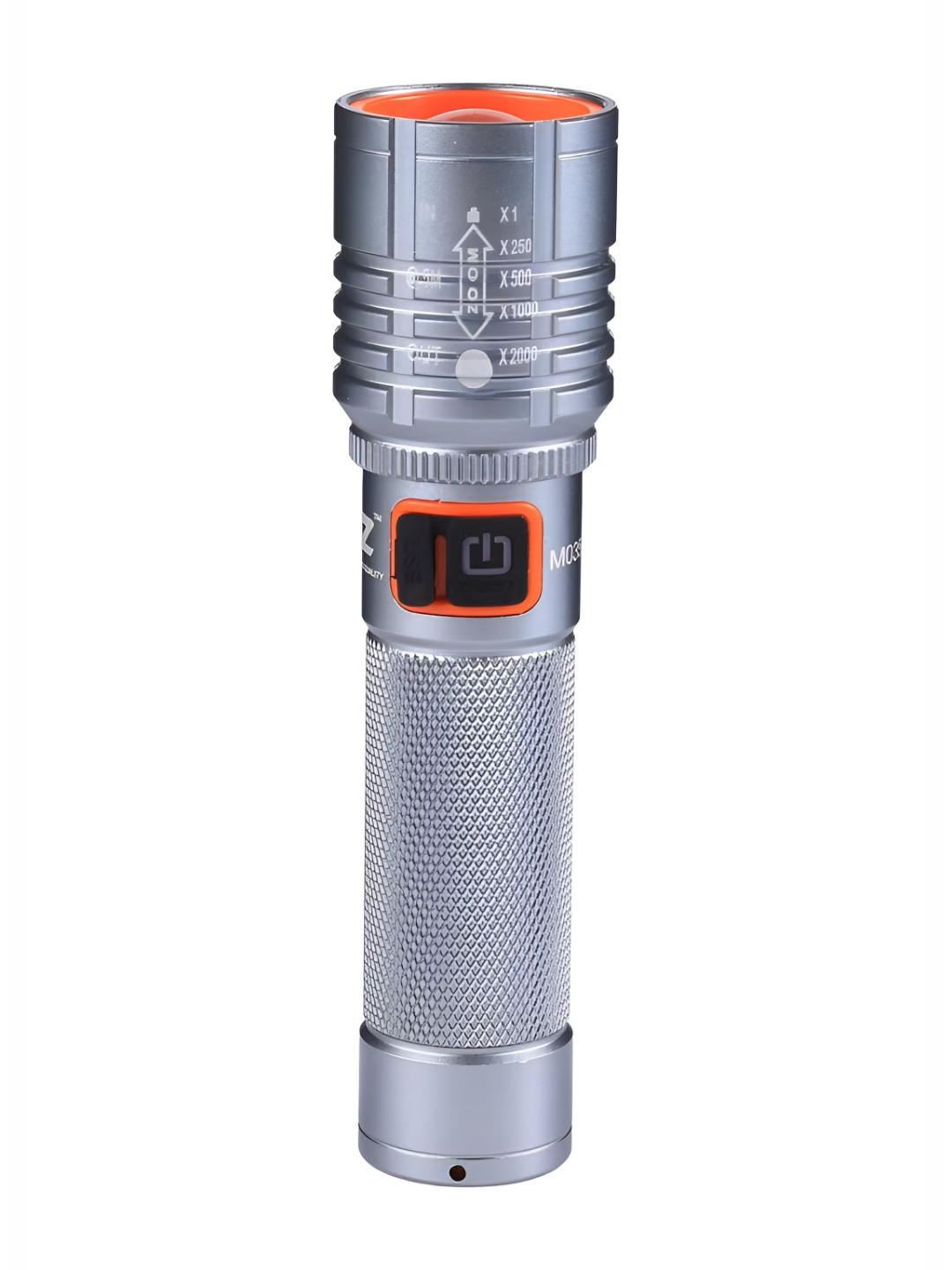 MZ M035 Silver-Toned Rechargeable Zoomable 80W Laser LED Metal Torch