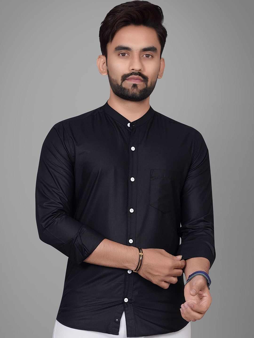 GLOBAL NOMAD Men Semi Sheer Formal Shirt