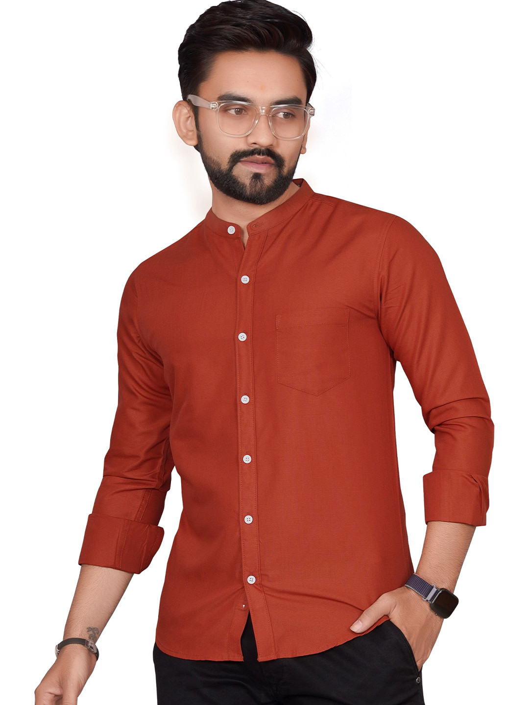 GLOBAL NOMAD Men Semi Sheer Formal Shirt