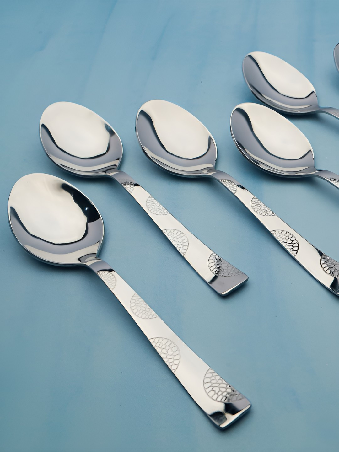 Parage Moonpress 6 Pieces Silver-Toned Stainless Steel Table Spoon
