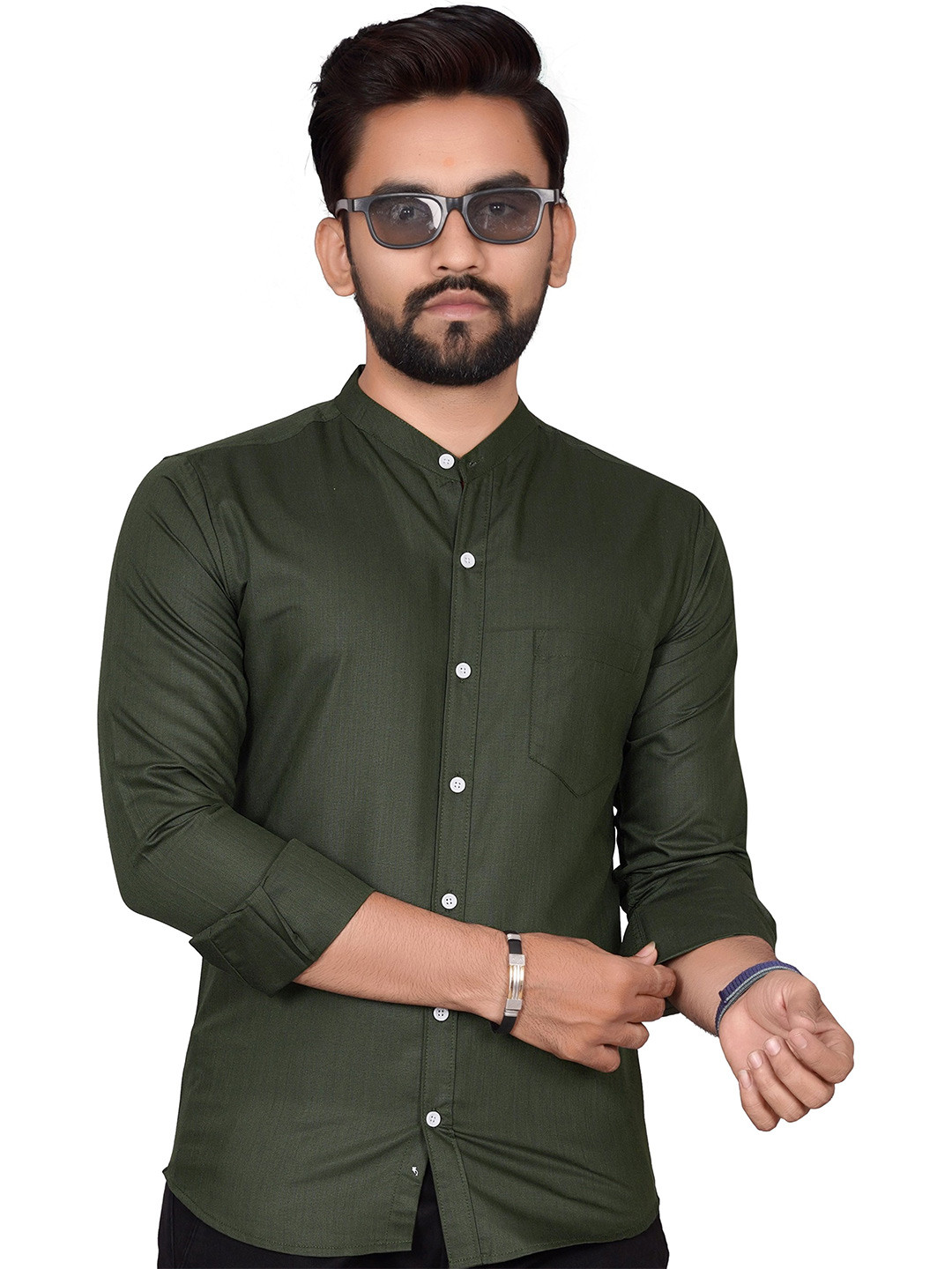 GLOBAL NOMAD Men Semi Sheer Formal Shirt