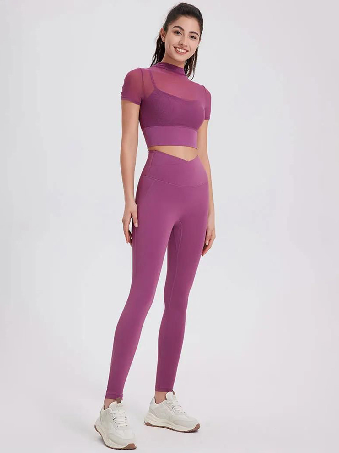 Miss Mosa By Akanksha  Round Neck Alexis Active Wear Top With Leggings Co-Ords