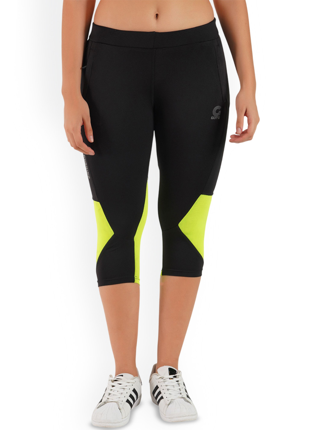 GOTO Color-Blocked Dry-Fit Three-Fourth Length Tights