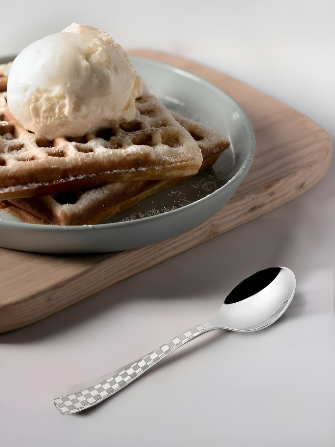 Parage 6 Pieces Silver-Toned Chess Laser Printed Stainless Steel Tea Spoon