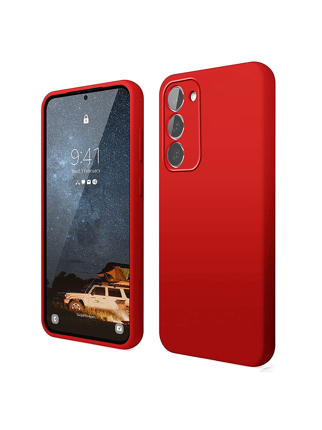 LIRAMARK Red Samsung Galaxy S23 Plus 5G Liquid Silicone Soft Back Cover