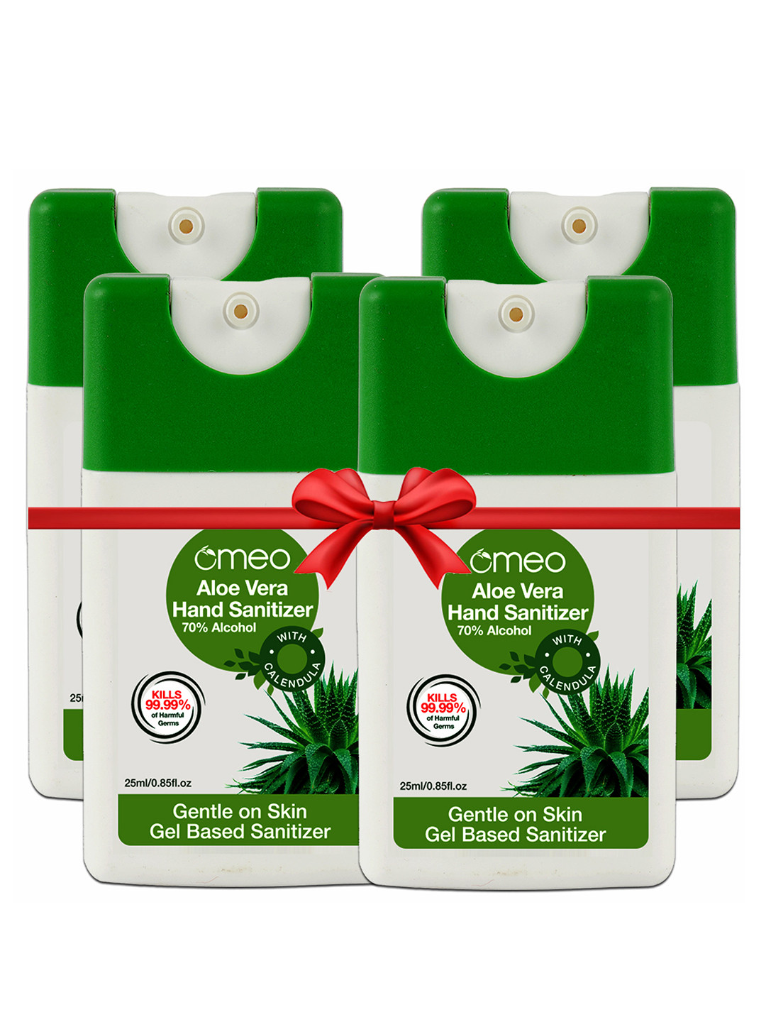 Omeo Set Of 4 Aloe Vera Pocket Sanitizer Gel - 25 ml Each