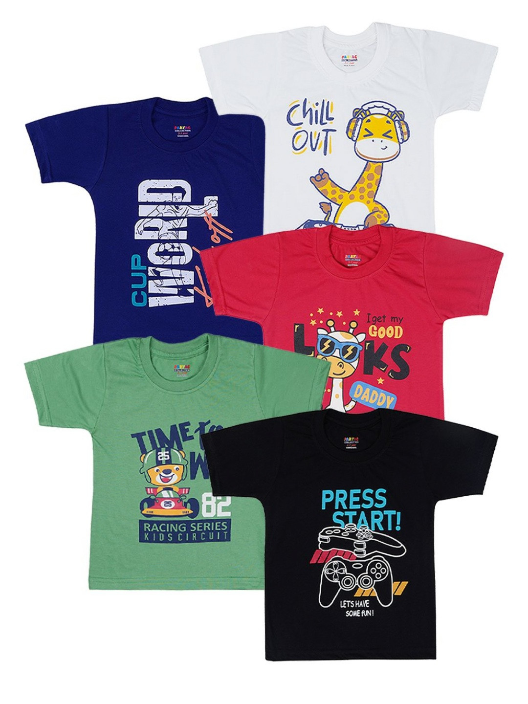 PARYAG Boys 5 Printed T-shirt