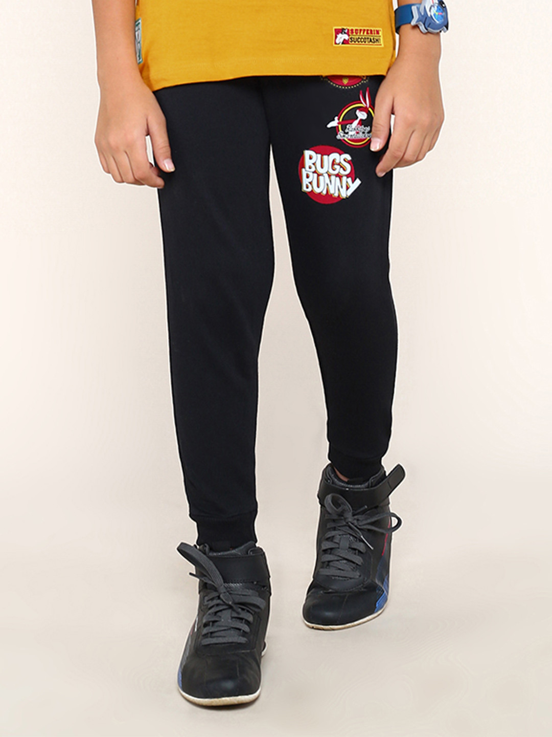 BONKIDS Boys Looney Tunes Printed Cotton Mid Rise Joggers