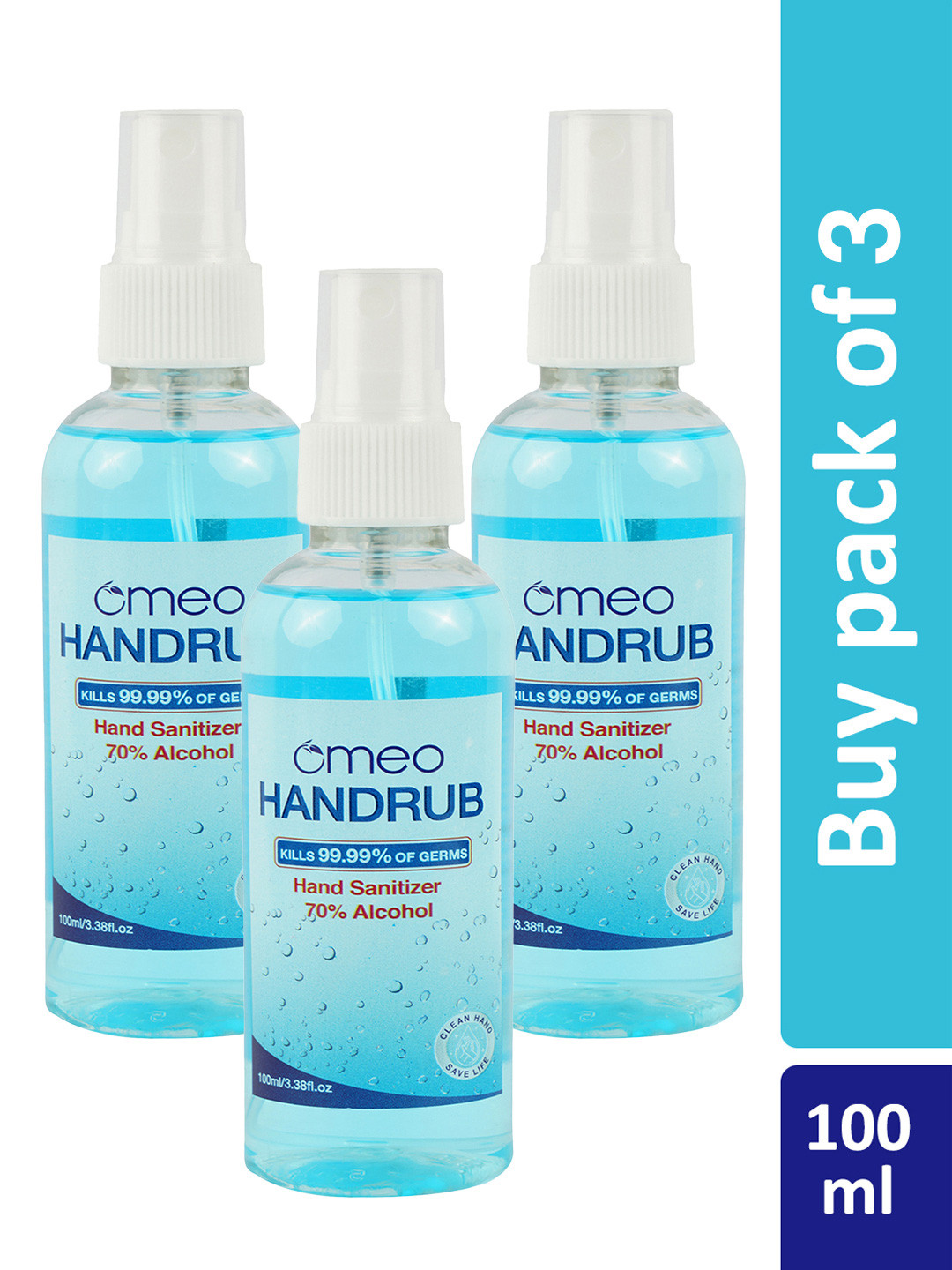 Omeo Set Of 3 Hand Rub Sanitizers - 100 ml Each
