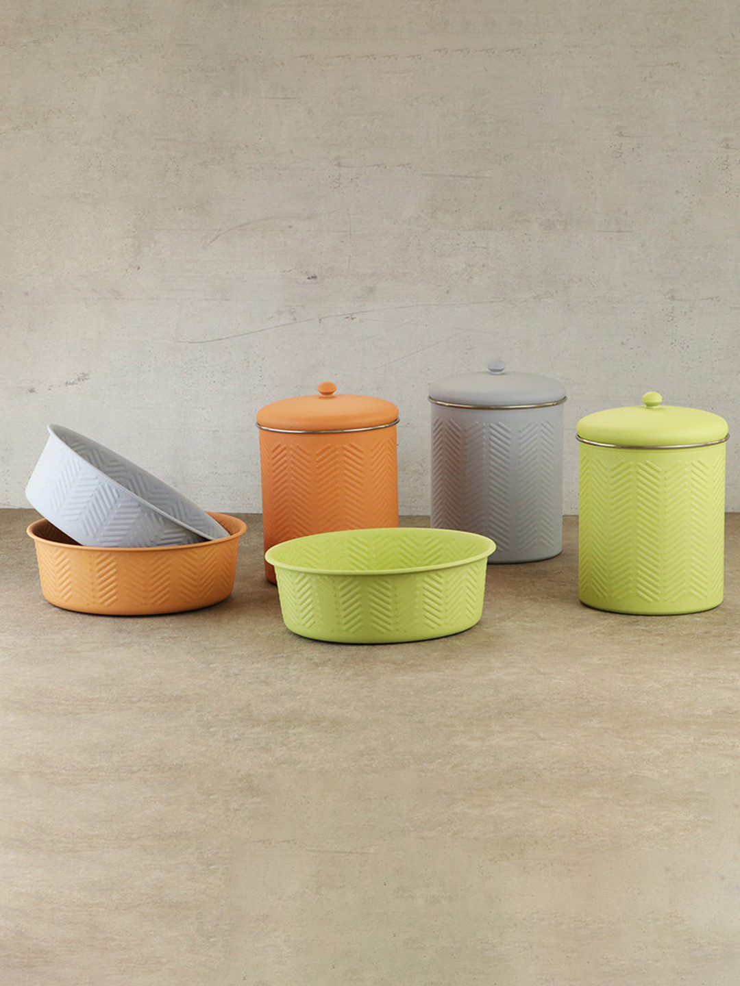 Pawpourri - Fine Living For Your Pets Peach Textured Pet Treat Jar & Bowl Set